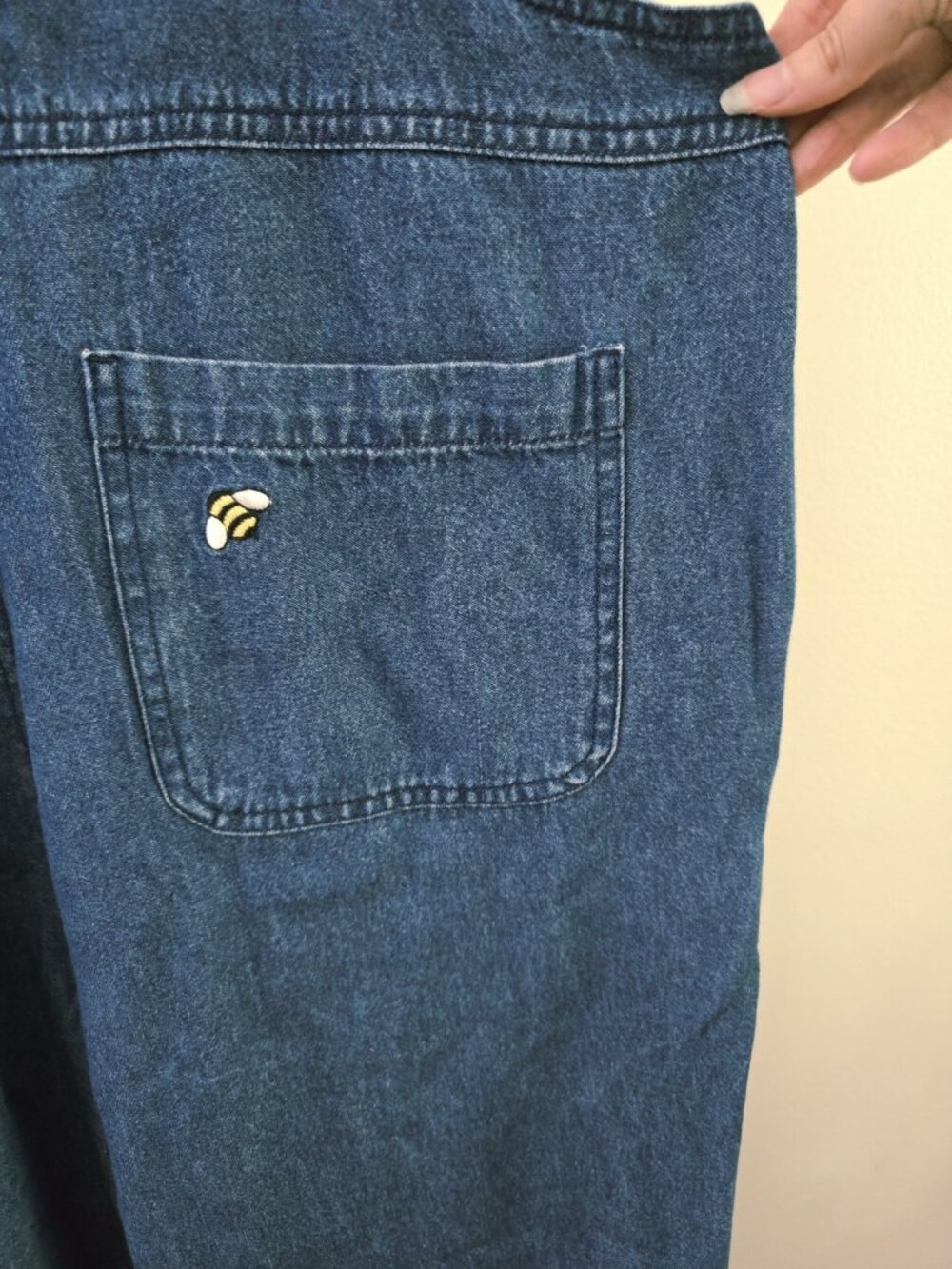 Vintage Y2K Denim Cottom Embroidery Gingham Mitt Cookout Overalls Bibs XL - Picture 5 of 8